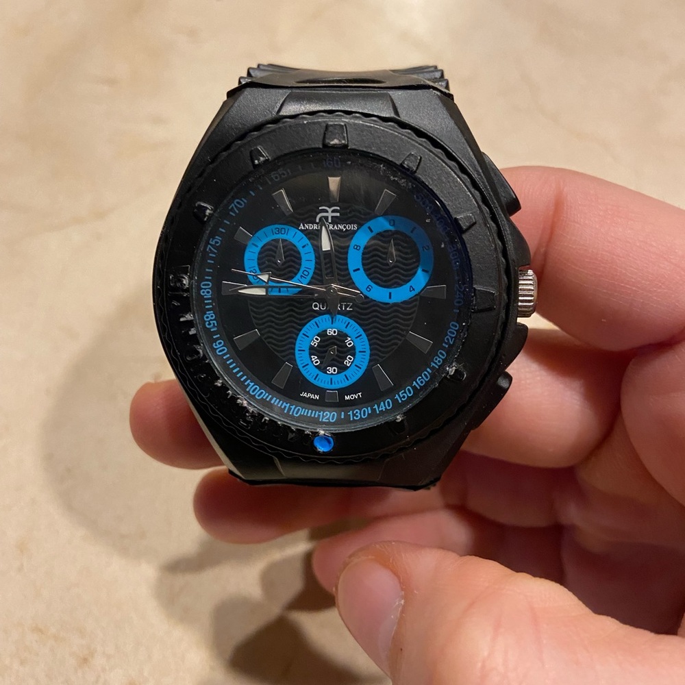 mens andré francois black & blue sports watch
